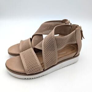 Easy Spirit Sewitney2 Knit Platform Sandals Open Toe Natural Size US7.5M EU38